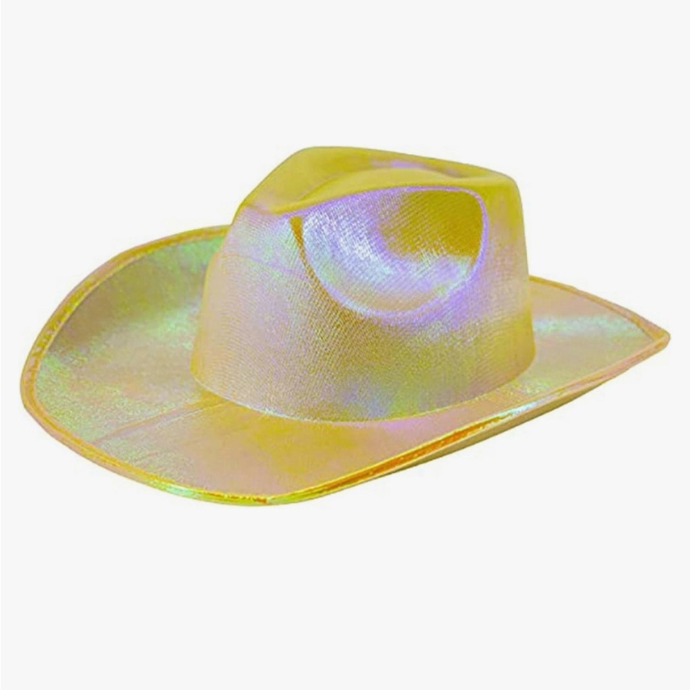 Holographic Shimmery Cowboy Hat Yellow